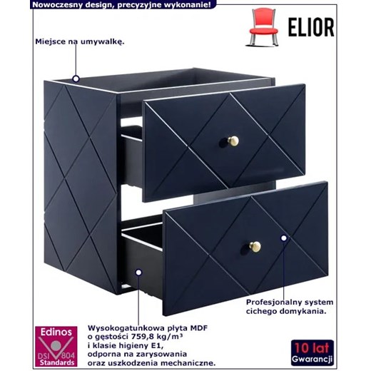 Granatowa szafka pod umywalkę w stylu glamour - Glamos 4X 60 cm Elior One Size Edinos.pl