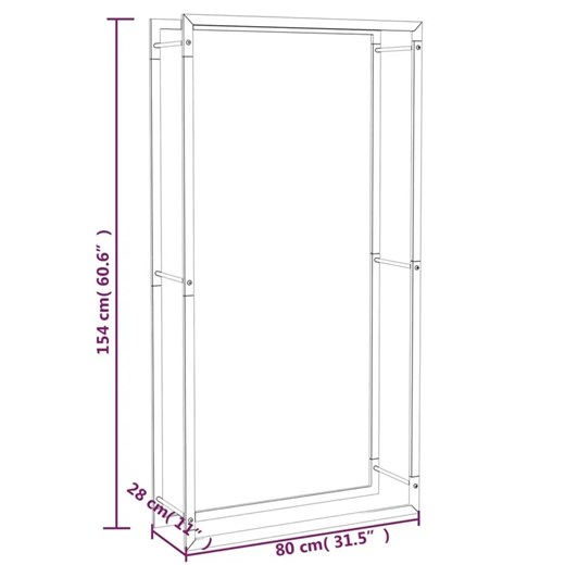 Czarny stojak na drewno do kominka - Erwi 5X 80x28x154 Elior One Size promocyjna cena Edinos.pl