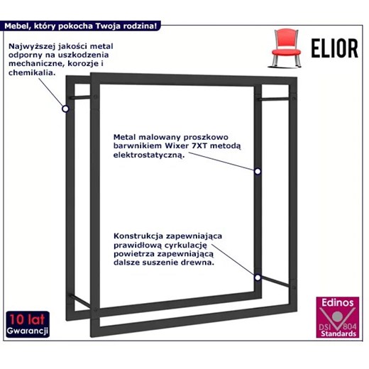 Loftowy stojak na drewno opałowe - Erwi 3X 80x28x86 Elior One Size Edinos.pl