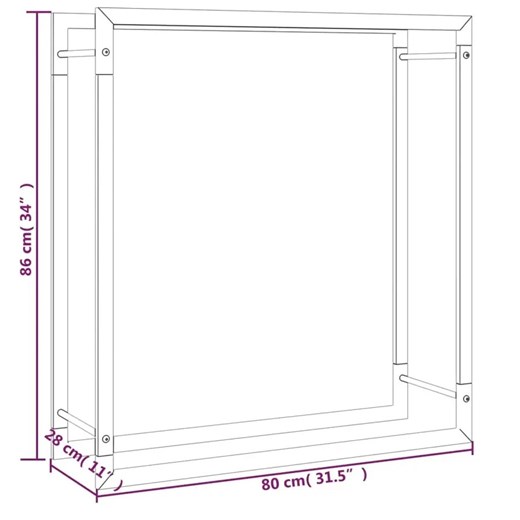 Loftowy stojak na drewno opałowe - Erwi 3X 80x28x86 Elior One Size Edinos.pl