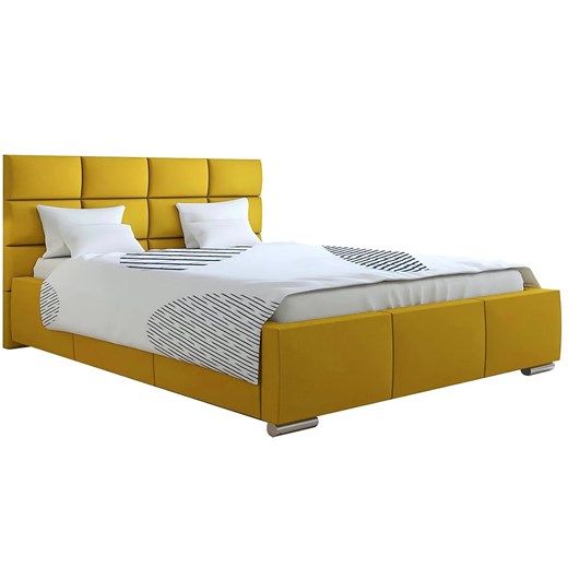 Żółte tapicerowane łóżko 200x200 Campino 3X Elior One Size Edinos.pl