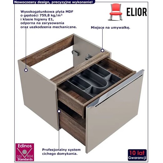 Wisząca szafka pod umywalkę szary krzemowy - Larosa 4X 80 cm Elior One Size Edinos.pl