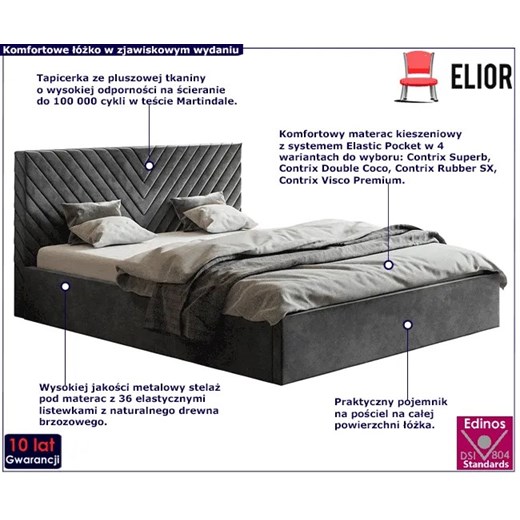 Tapicerowane łóżko 120x200 Nuvell 4X - 36 kolorów Elior One Size wyprzedaż Edinos.pl