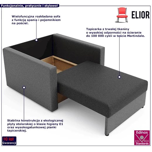 Sofa jednoosobowa amerykanka grafit + szary - Dayton 3X Elior One Size Edinos.pl