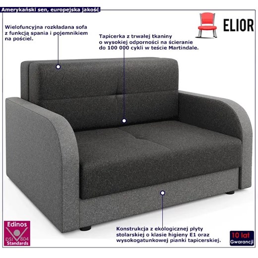 Sofa rozkładana antracyt + szary - Folken 4X Elior One Size wyprzedaż Edinos.pl