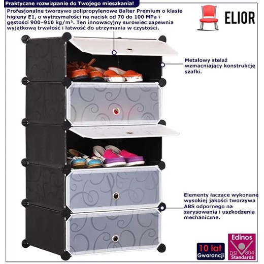 Czarna szafka modułowa na buty - Zofis Elior One Size wyprzedaż Edinos.pl