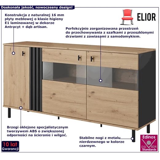 Komoda z witryną - Sybil 7X Elior One Size Edinos.pl