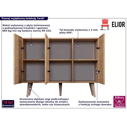 Skandynawska komoda na nóżkach dąb artisan - Tardi 3X Elior One Size Edinos.pl