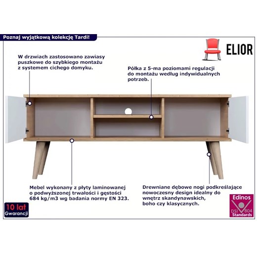 Skandynawska szafka pod telewizor dąb artisan + biały - Tardi 4X 120 cm Elior One Size Edinos.pl