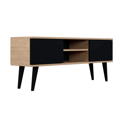 Nowoczesna szafka RTV dąb artisan + czarny - Dubby 4X 120 cm ze sklepu Edinos.pl w kategorii Szafki RTV - zdjęcie 172218205