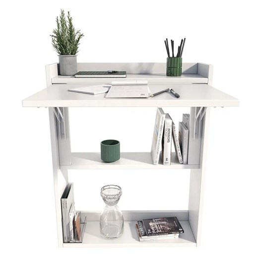 Białe małe składane biurko do pokoju z półkami - Vatos Elior One Size Edinos.pl okazyjna cena