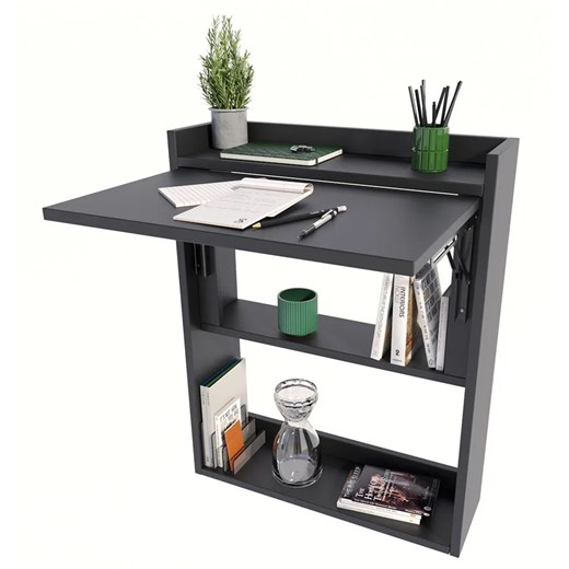 Czarne składane małe biurko wiszące - Vatos ze sklepu Edinos.pl w kategorii Biurka i sekretarzyki - zdjęcie 172218345