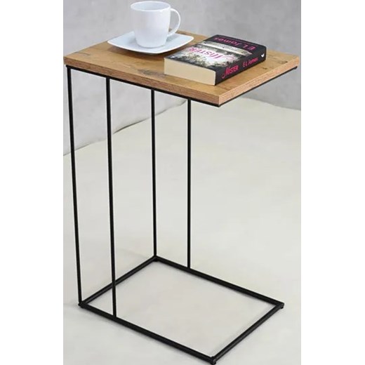 Loftowy stolik pomocniczy dąb lancelot + czarny- Texti 5X Elior One Size Edinos.pl