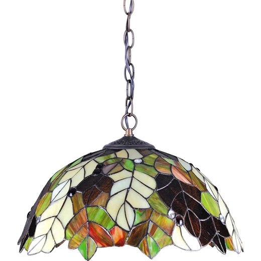 Witrażowa lampa wisząca z motywem liści - 13X S993 M2-R47 ze sklepu Edinos.pl w kategorii Lampy wiszące - zdjęcie 172218726