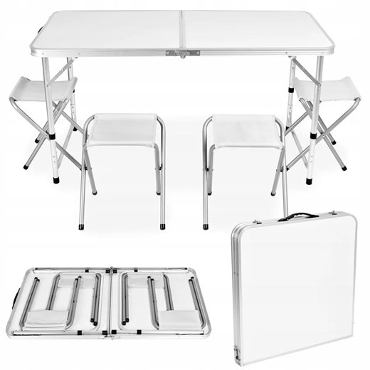 Biały zestaw turystyczny stół z krzesłami - Hipes 4X ze sklepu Edinos.pl w kategorii Zestawy mebli ogrodowych - zdjęcie 172218775