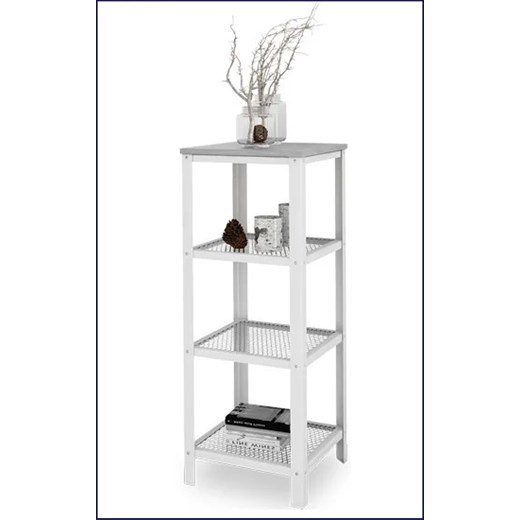Minimalistyczny regał z metalowym stelażem biały + beton - Olik 5X Elior One Size Edinos.pl