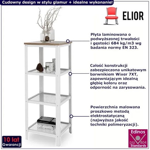 Nowoczesny regał z półkami biały + dąb lancelot - Olik 5X Elior One Size Edinos.pl