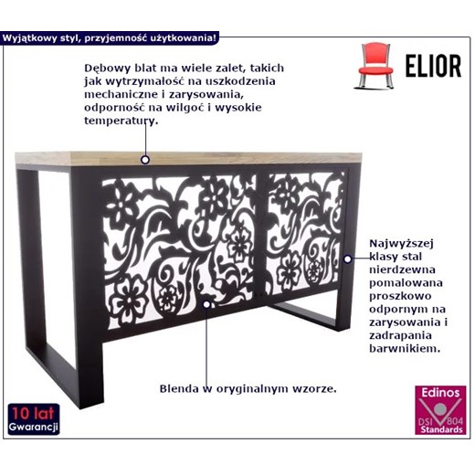 Dębowe biurko w loftowym stylu - Tunis Elior One Size Edinos.pl