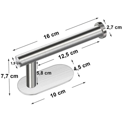 Srebrny minimalistyczny uchwyt na papier do toalety - Kartis 4X Elior One Size Edinos.pl