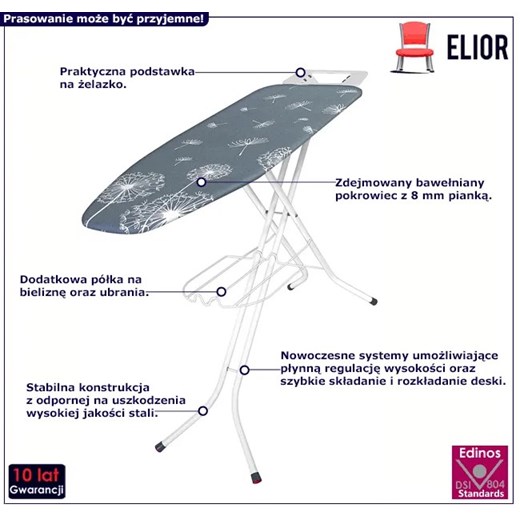 Ciemnoszara deska do prasowania z podstawką - Temida Elior One Size Edinos.pl