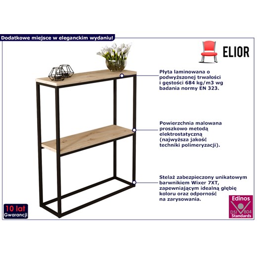 Konsola w stylu loft czarny + dąb artisan - Erosa 4X Elior One Size wyprzedaż Edinos.pl