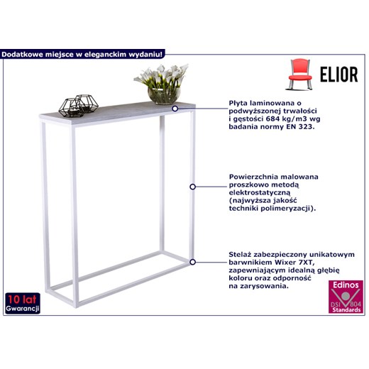 Nowoczesna konsola biały + beton - Erosa 8X Elior One Size Edinos.pl