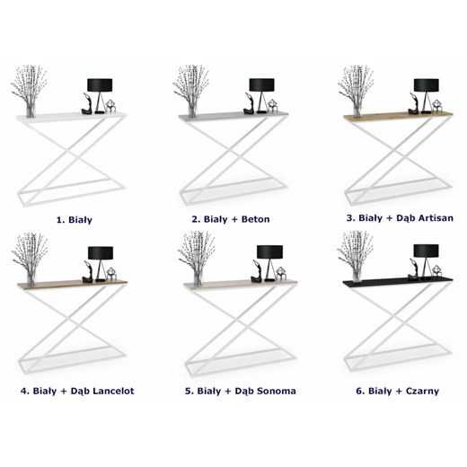 Wysoka konsola biały + dąb lancelot - Ergik 5X Elior One Size wyprzedaż Edinos.pl