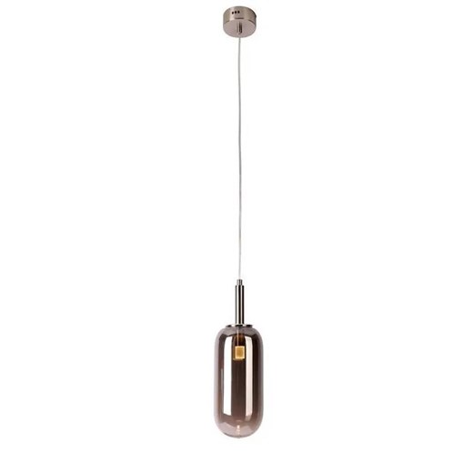 Srebrna lampa wisząca ze szklanym kloszem LED - V013 G0-F83 ze sklepu Edinos.pl w kategorii Lampy wiszące - zdjęcie 172219746