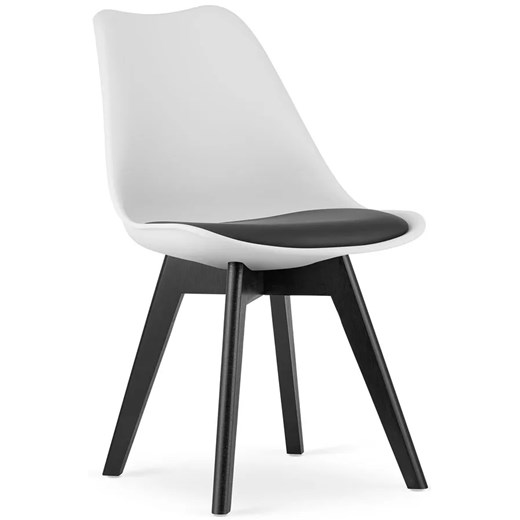 Białe krzesło kuchenne z czarną poduszką - Asaba 4X ze sklepu Edinos.pl w kategorii Krzesła - zdjęcie 172219947