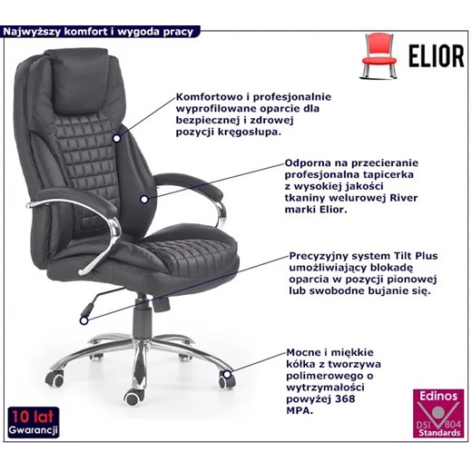 Czarny pikowany fotel obrotowy - Zelo 4X Elior One Size Edinos.pl