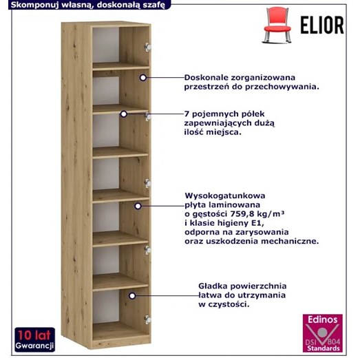 Korpus szafy z półkami 50 cm dąb artisan - Wax 8X Elior One Size Edinos.pl