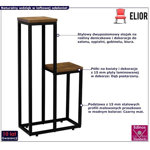 Loftowy dwupoziomowy kwietnik - Hagar 3X Elior One Size okazja Edinos.pl