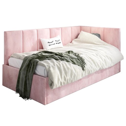 Tapicerowane łóżko młodzieżowe 80x200 - różowy - Barnet 3X Elior One Size wyprzedaż Edinos.pl