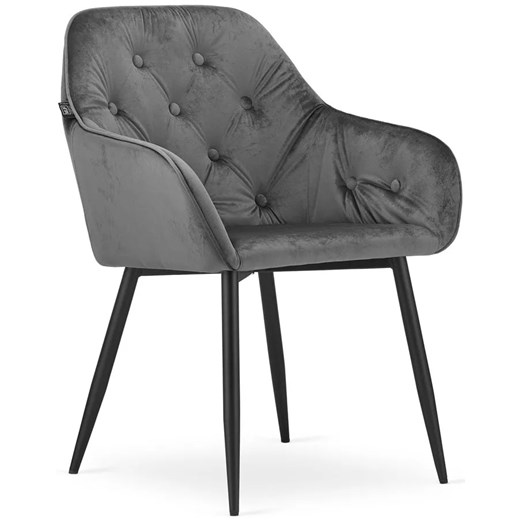 Szare pikowane krzesło metalowe - Antal 3X ze sklepu Edinos.pl w kategorii Krzesła - zdjęcie 172220907