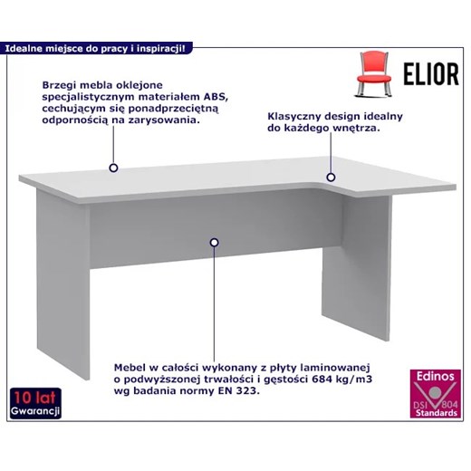 Białe narożne biurko do pracy - Solvi Elior One Size Edinos.pl