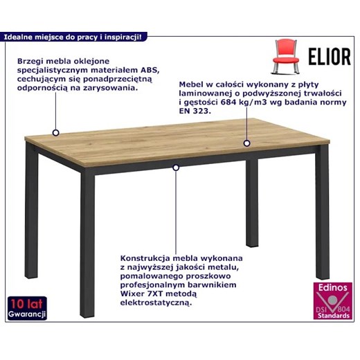 Długie biurko do pracy dąb craft - Aries ze sklepu Edinos.pl w kategorii Biurka i sekretarzyki - zdjęcie 172221035