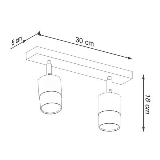 Czarno-chromowy plafon dwupunktowy - A179-Vedo Lumes One Size Edinos.pl