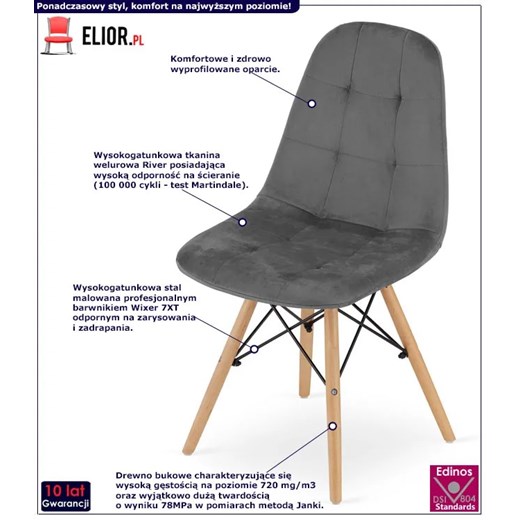 Szare skandynawskie krzesło tapicerowane - Zipro 3X Elior One Size Edinos.pl