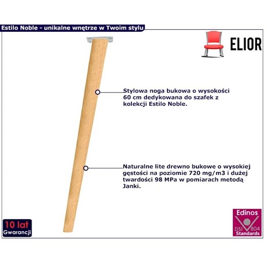 Nogi bukowe 60 cm - Estilo Noble 36X - 4 szt. Elior One Size Edinos.pl
