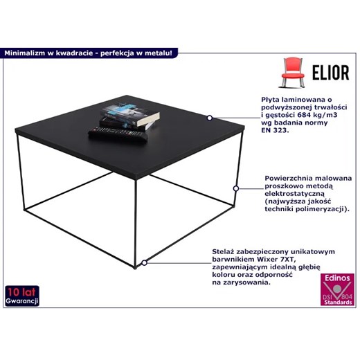 Czarny druciany stolik kawowy - Welos 4X Elior One Size Edinos.pl