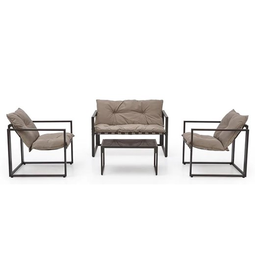 Beżowy zestaw ogrodowy sofa + 2 fotele + ława - Zovo Elior One Size Edinos.pl
