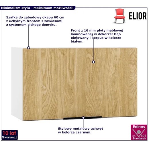 Szafka kuchenna okapowa 60 cm dąb olejowany - Skania 29X Elior One Size Edinos.pl