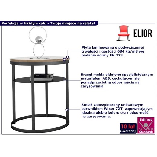 Dwupoziomowy stolik kawowy loft dąb lancelot + czarny - Gorbi 4X Elior One Size Edinos.pl