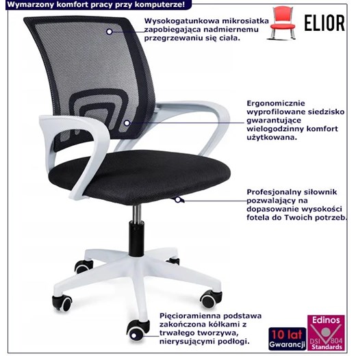 Czarne krzesło obrotowe do pracowni - Azon 3X Elior One Size Edinos.pl