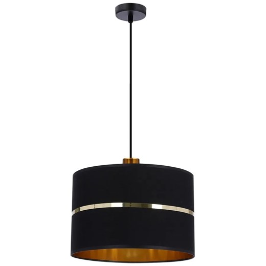 Lampa wisząca abażurowa w stylu glamour czarny + złoto - Z035-Reso ze sklepu Edinos.pl w kategorii Lampy wiszące - zdjęcie 172223349