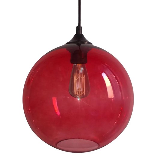 Okrągła lampa wisząca z czerwonym kloszem - 9X Z045 T0-E73 ze sklepu Edinos.pl w kategorii Lampy wiszące - zdjęcie 172223477