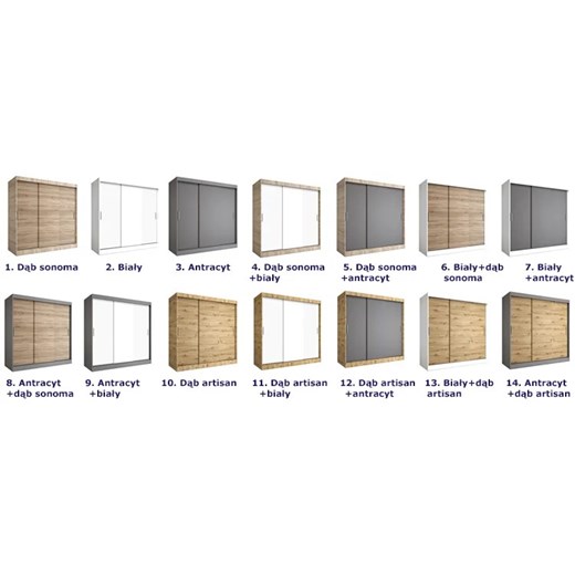 Szafa przesuwna 200 cm antracyt + biały - Corina 6X Elior One Size Edinos.pl