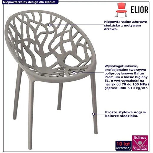 Szare ażurowe krzesło w stylu nowoczesnym - Moso Elior One Size Edinos.pl okazja