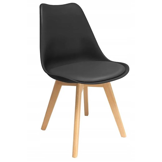 Czarne krzesło na drewnianych nóżkach - Aklo ze sklepu Edinos.pl w kategorii Krzesła - zdjęcie 172224365