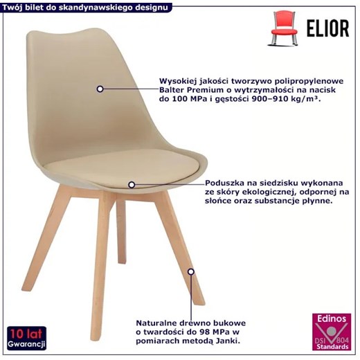 Beżowe krzesło z miękkim siedziskiem - Aklo Elior One Size okazyjna cena Edinos.pl